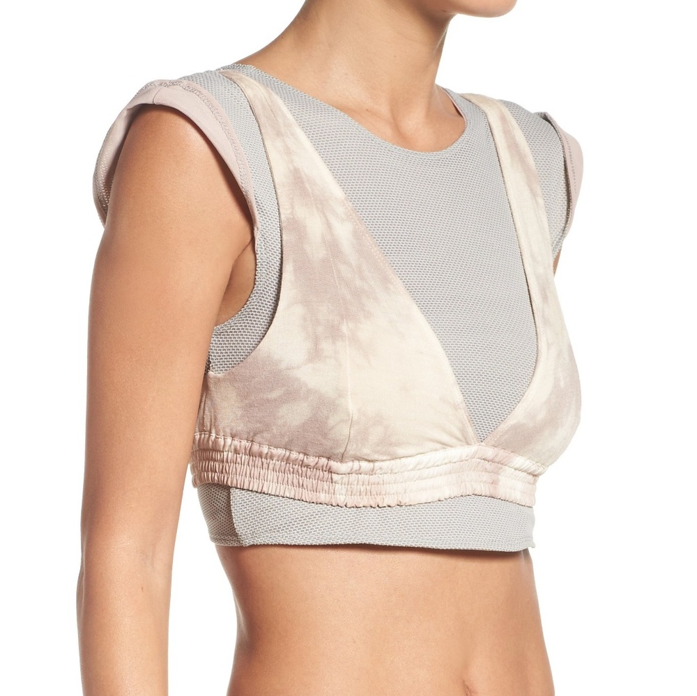 new Free People Crop Top Sports Bra w Mesh - Picture 2 of 8